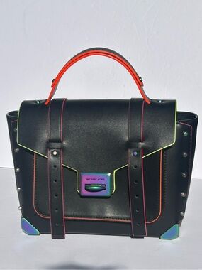 Michael Kors Martini Neon Trim Iridescent Hardware Satchel Bag
